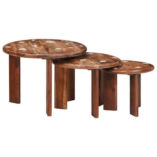Sammenklappelige lav borde - MAISON EXCLUSIVE - Sæt af 3 stk - Gul - Ø54 x 40 cm - Stabelbare