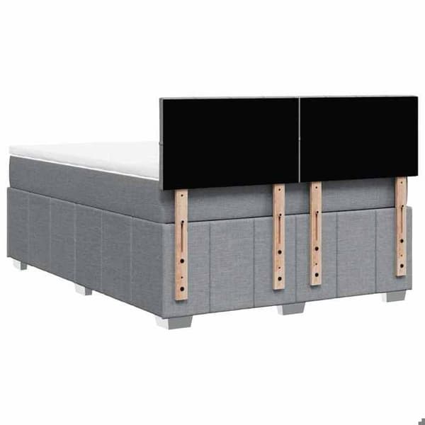 Maison Exclusive - Sengebund med lameller og madras Lys grå 140x190cm Stof