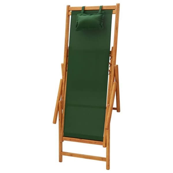 Maison Exclusive - Sammenklappelig strandstol i solid eucalyptus træ og grøn stof