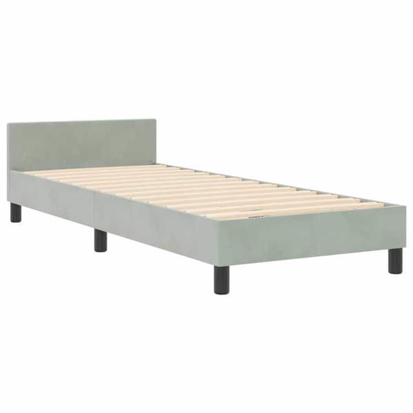Ljusboxsäng - MAISON EXCLUSIVE - Rektangulär - 80 x 200 cm - Ljusgrå - Sammet & massivt trä Ljusgrått