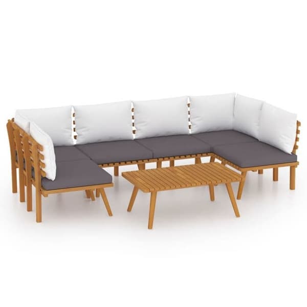 Maison Exclusive - Havegruppe 7 dele med puder i solid akacietræ