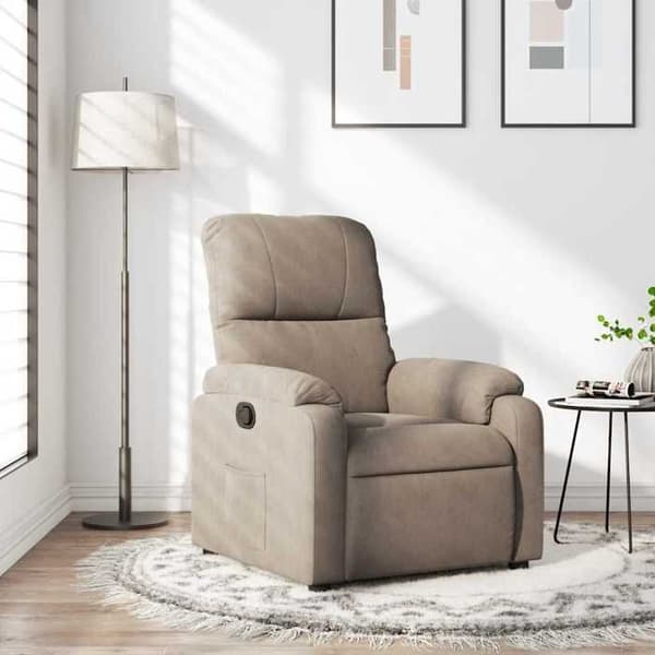 Lænestol - EKSKLUSIV HUS - Taupe - Mikrofiber - Læneposition 135° - Lateral lomme mol