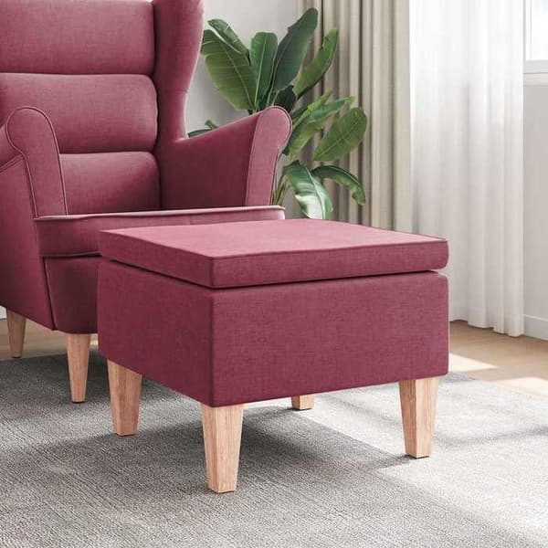 Maison Exclusive - Puujalustalla oleva taburetti, punainen Bordeaux-kangas Röd Bordeaux