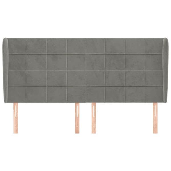 Maison Exclusive - Pääty, jossa korvat, Vaaleanharmaa 183x23x118/128 cm Sametti Ljusgrått