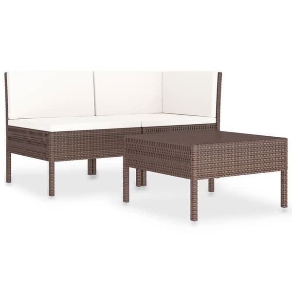 Maison Exclusive - Trädgårdsmöbler 3 delar med kuddar Flätad resin Brun