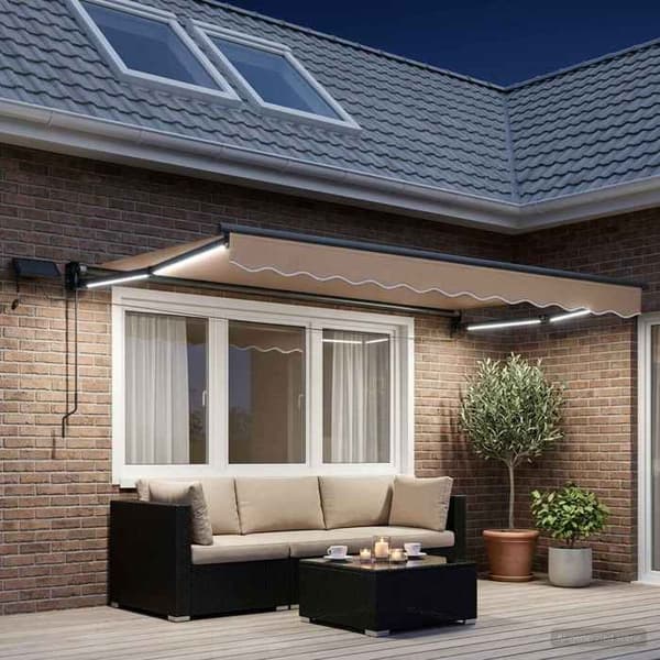 Maison Exclusive - Manuell markis med solenergi LED 4 x 3 m Taupe Mol