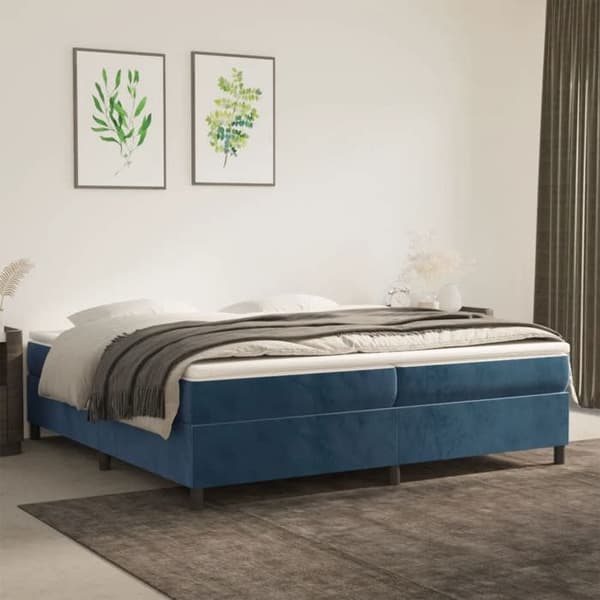 Maison Exclusive - Sängram med mörkblå lameller 200x200 cm sammet mörkblå