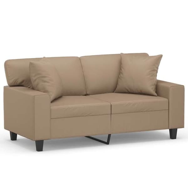 Maison Exclusive - Soffa 2 platser med kuddar cappuccino 120 cm konstläder Cappuccino