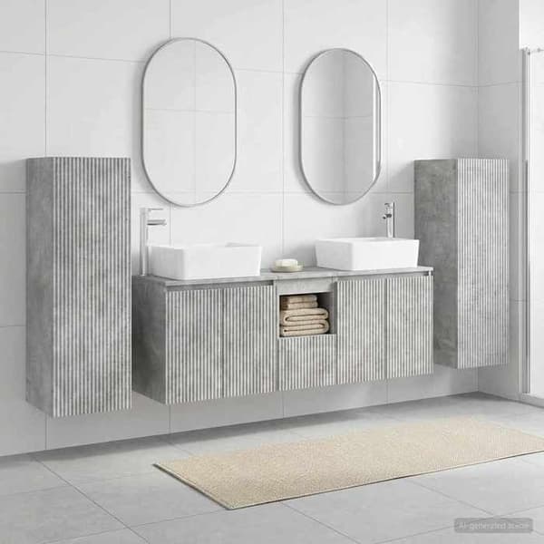 Maison Exclusive - 5 osan kylpyhuonekalustesarja Betoni harmaa
