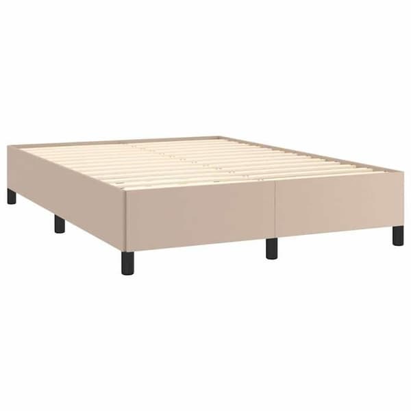 Sengestel - EKSKLUSIV HUS - 140x190 cm - Kunstlæder cappuccino - Lamelseng - Robuste ben Cappuccino