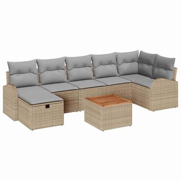 Maison Exclusive - 8 osan beige polyrottinkinen puutarhakalustesetti