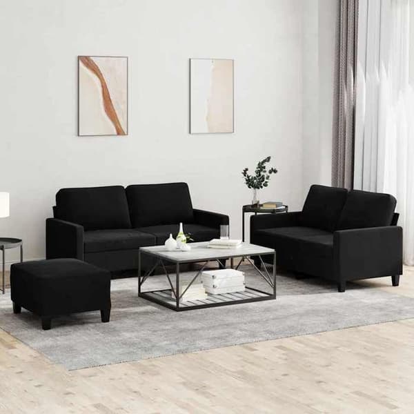 Maison Exclusive - Sæt af 3 sofaer med puder i sort velour