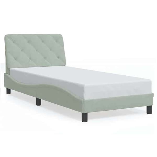 Maison Exclusive - Sängram utan madrass ljusgrå 90x190 cm sammet