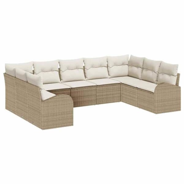 Trädgårdsoffan - EXKLUSIVT HUS - Modulär - 9 delar - Polyrotin & stålram - Beige/Vit Beige och vit