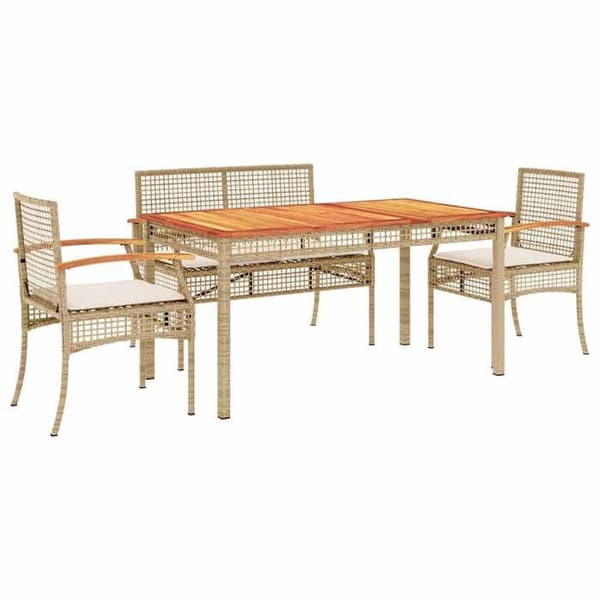 Maison Exclusive - Puutarhakalusteryhmä tyynyillä 5 kpl Beige polyrottinki