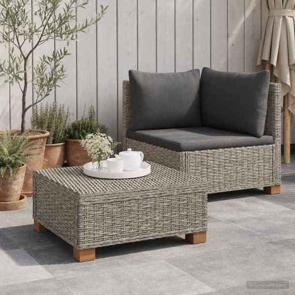Maison Exclusive - 2 stk. Rattan Stue Sæt med GENDT Grå Kubu Puder