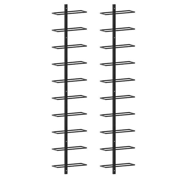 Väggmonterad flaskställ - EXKLUSIV HEM - Paket 2 - 20 flaskor - Svart metall - Väggmontering ingår Svart