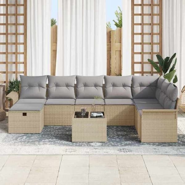 Trädgårdsmöbelset - EXKLUSIV HEM - 9 delar - Poly rattan - Modulär - UV-beständig