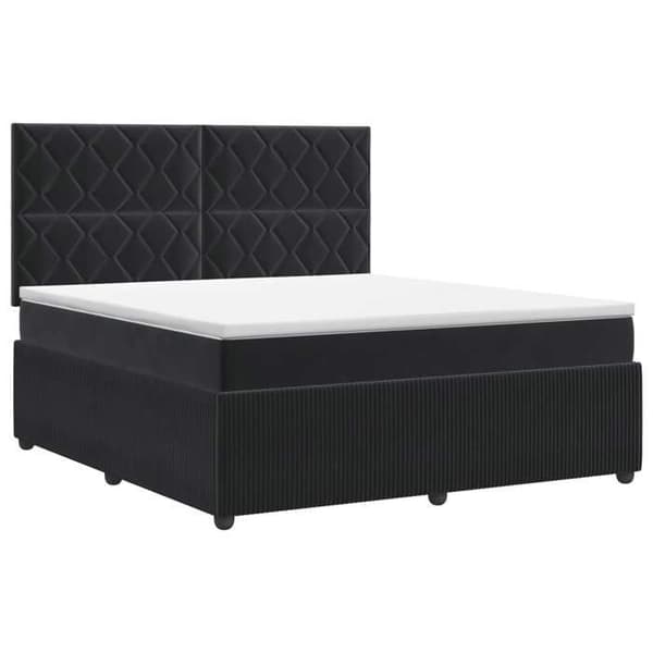 Maison Exclusive - Boxspring seng med madras Sort 140 x 190 cm Velour Svart