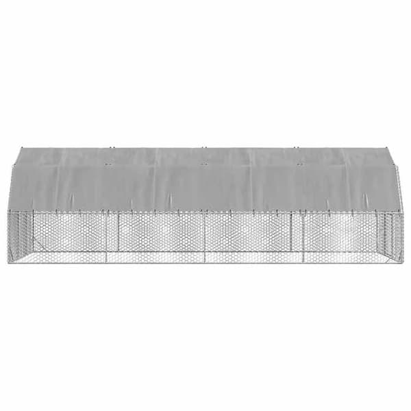 Hønsehus - EKSKLUSIVT HUS - 2,5×8×2,25 m - Galvaniseret stål - Vandtæt tag - Hexagonal net