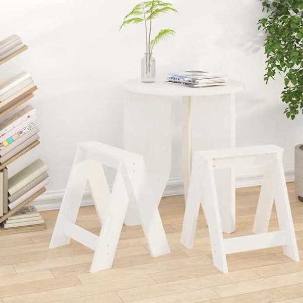 Taburett - EXKLUSIV HEM - 40x40x45 cm - Massivt furu - Vit - Set om 2 Vit