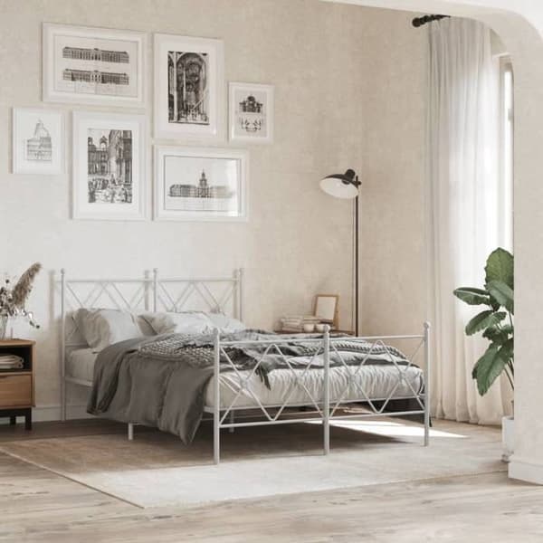 Sengestel - EKSKLUSIV HUS - 120x200 cm - Stål - Hvid - Lamelseng Vit