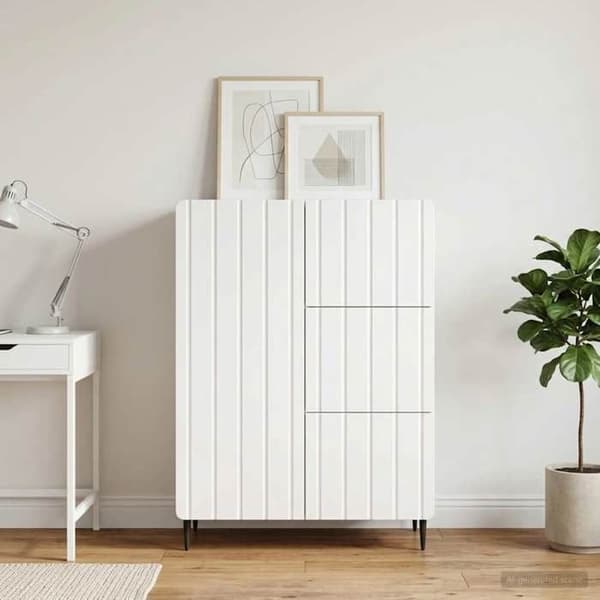 Maison Exclusive - Buffé Vit glänsande 66 x 34,5 x 91,5 cm Ingenjörsträ
