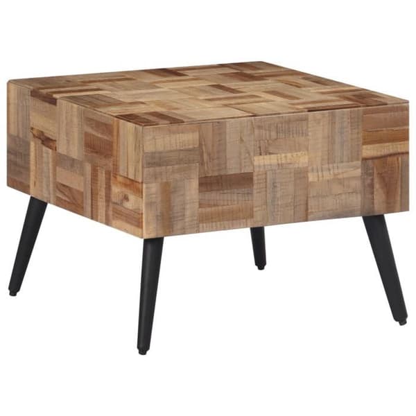 Bord - EKSKLUSIV HUS - 55 x 55 x 40 cm - Massiv genvundet teak - Jernramme - Grå Grå