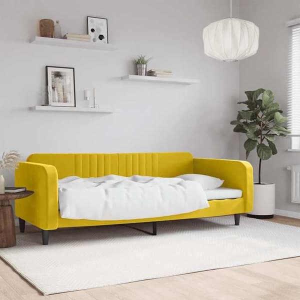 Maison Exclusive - Sängsoffa utan madrass gul 100x200 cm sammet Gul