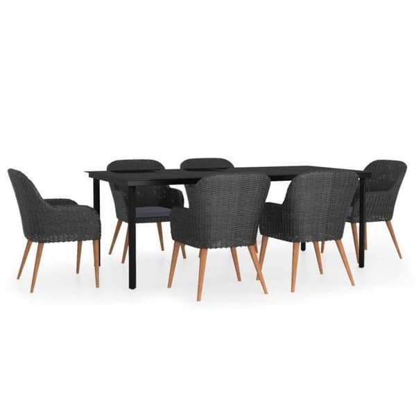 Maison Exclusive - Havemøbler sæt med puder 7 stk Sort