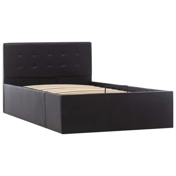 Maison Exclusive - Sengebund med hydraulisk opbevaring Sort Syntetisk læder 90x200 cm Svart