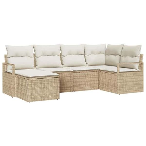 Maison Exclusive - 6 osan sohvasetti beige ja kerma polyrottinki