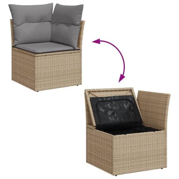 Maison Exclusive - Trädgårdsmöbler och kuddar 14 delar blandning beige flätad resin