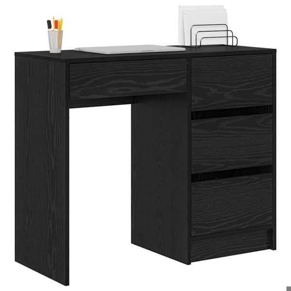 Maison Exclusive - Kontor i sort egetræ, ingeniørtræ 90 x 37,5 x 75 cm svart ek