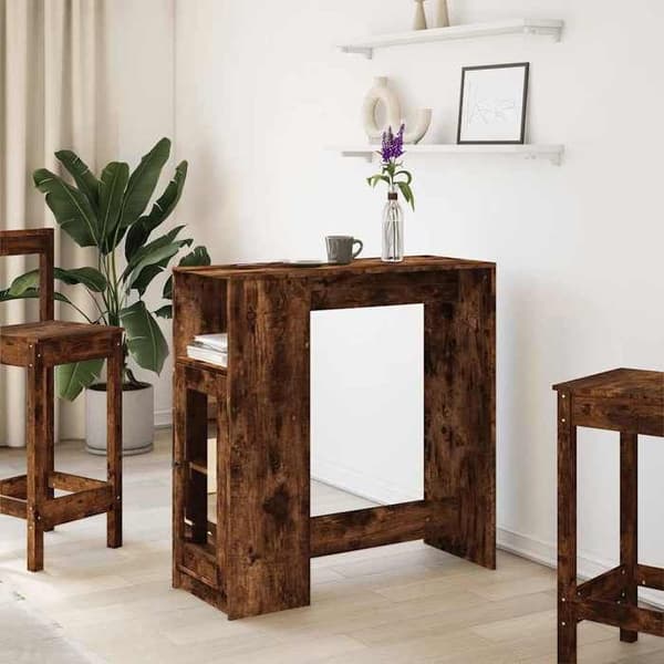 Maison Exclusive - Barbord med hylder i røget egetræ, ingeniørtræ