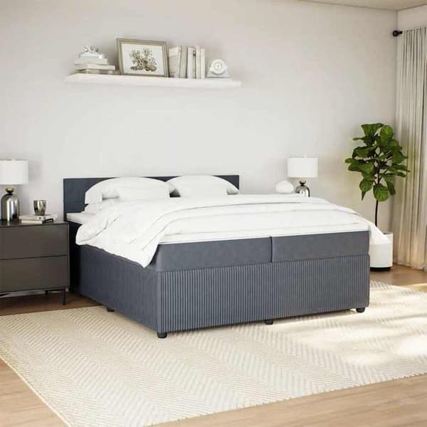 Maison Exclusive - Sänkylaatikko ja harmaa samettimatrassi 200x200cm