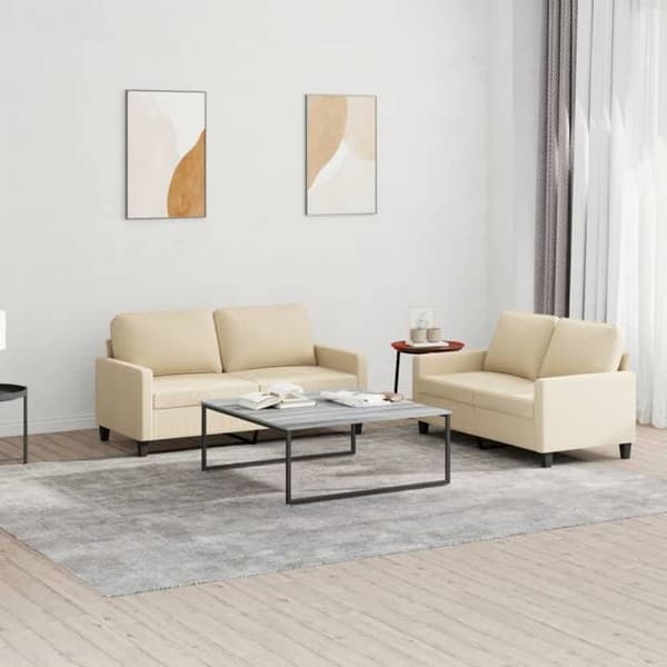Maison Exclusive - Sæt af 2 sofaer med puder Creme Stof