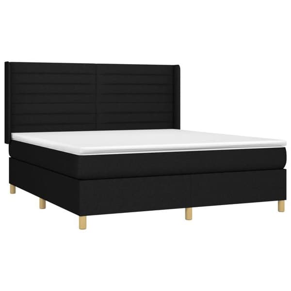 Maison Exclusive - Seng med lamelbund, madras og LED Sort 180x200 cm Stof