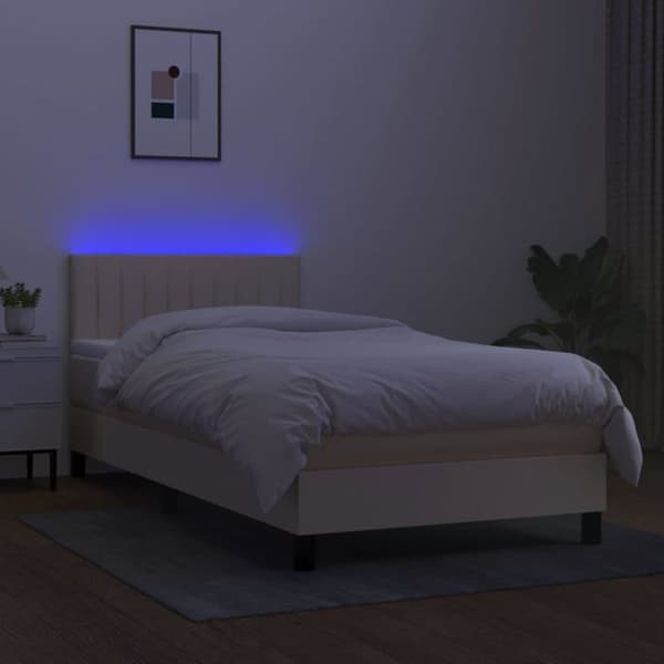 Maison Exclusive - Sälepohja sängylle LED-matolla Creme 90x200 cm Kangas