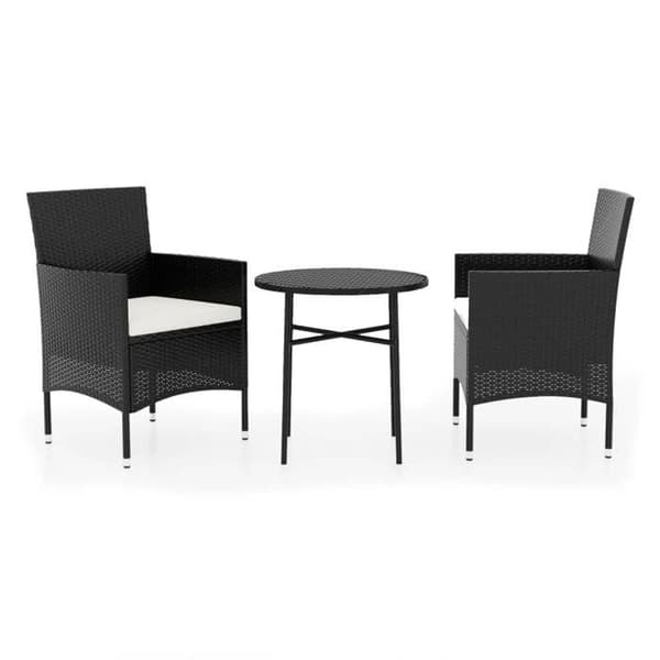 Maison Exclusive - Trädgårdsset 3 delar Flätad resin Svart