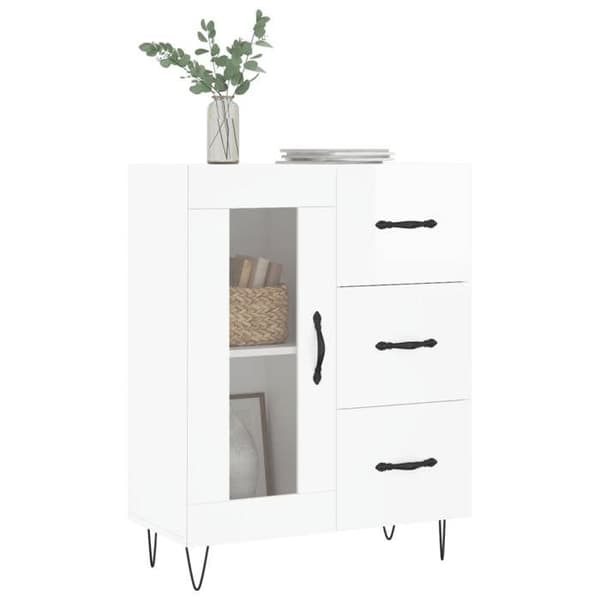Maison Exclusive - Hvid glans buffet 69,5x34x90 cm Ingeniørtræ Vit