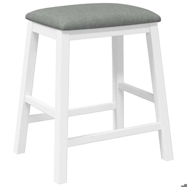 Maison Exclusive - Barstolar med kuddar 2 st vit massiv gummiträ