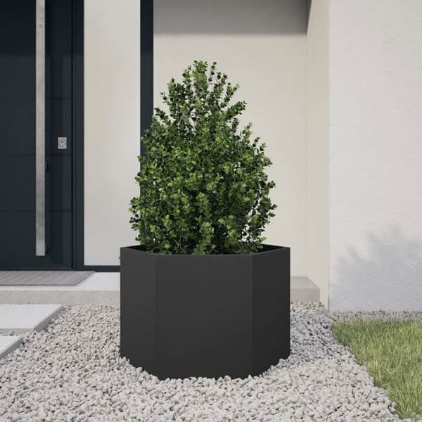 Maison Exclusive - Hexagon plantekasse sort 69x60x45 cm stål