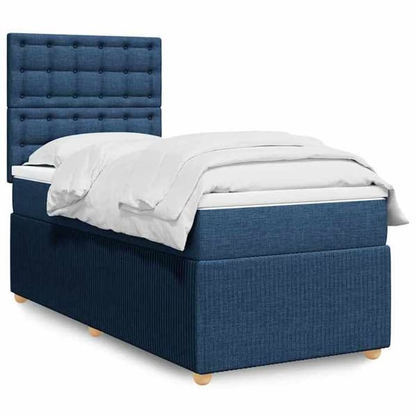 Maison Exclusive - Sengestel med springmadras Blå 90x200 cm Stof