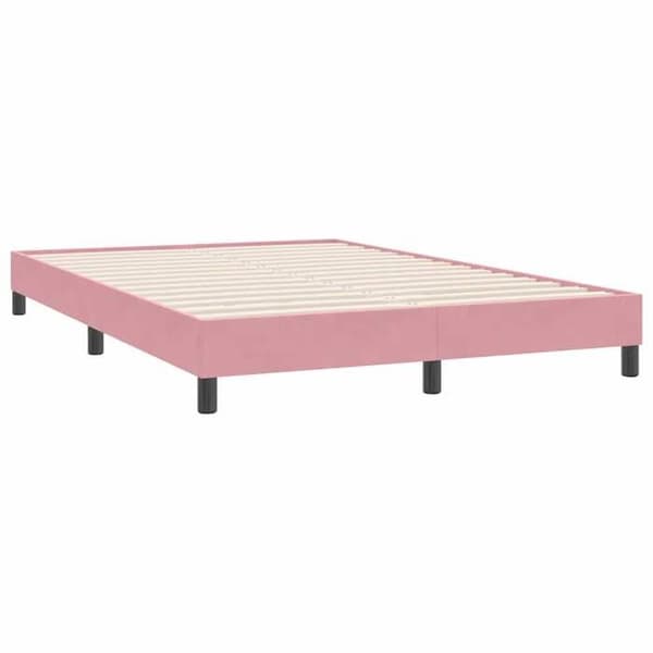 Sengebund med lameller - EKSKLUSIV HUS - 140x220 cm - Rosa - Velour - Robuste ben Ros