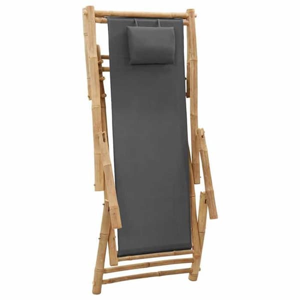 Maison Exclusive - Terrassstol i bambu och mörkgrå duk Mörkgrå
