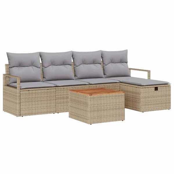 Trädgårdsmöbelset - EXKLUSIV HEM - 6 delar - Beige - Hållbar polyrotting - Modulär beige