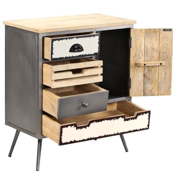 Maison Exclusive - Buffé i massivt mangoträ och stål 65x33x76 cm
