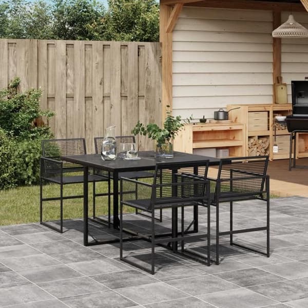 Maison Exclusive - Trädgårdsset 5 delar Svart Flätad Resin