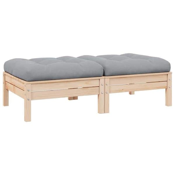 Maison Exclusive - 2-personers havestol med grå puder i solid fyrretræ